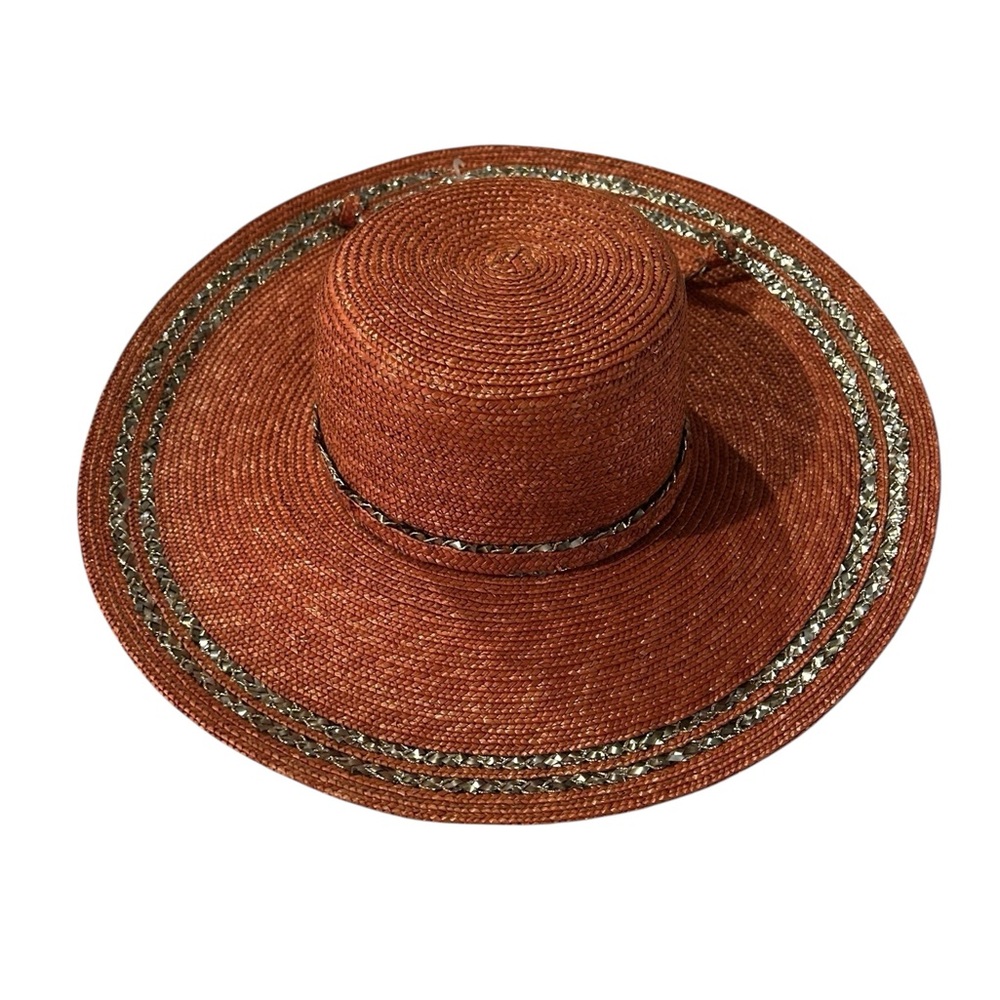 Mazzanti Coral and Metallic Straw Hat - Picture 9 of 9